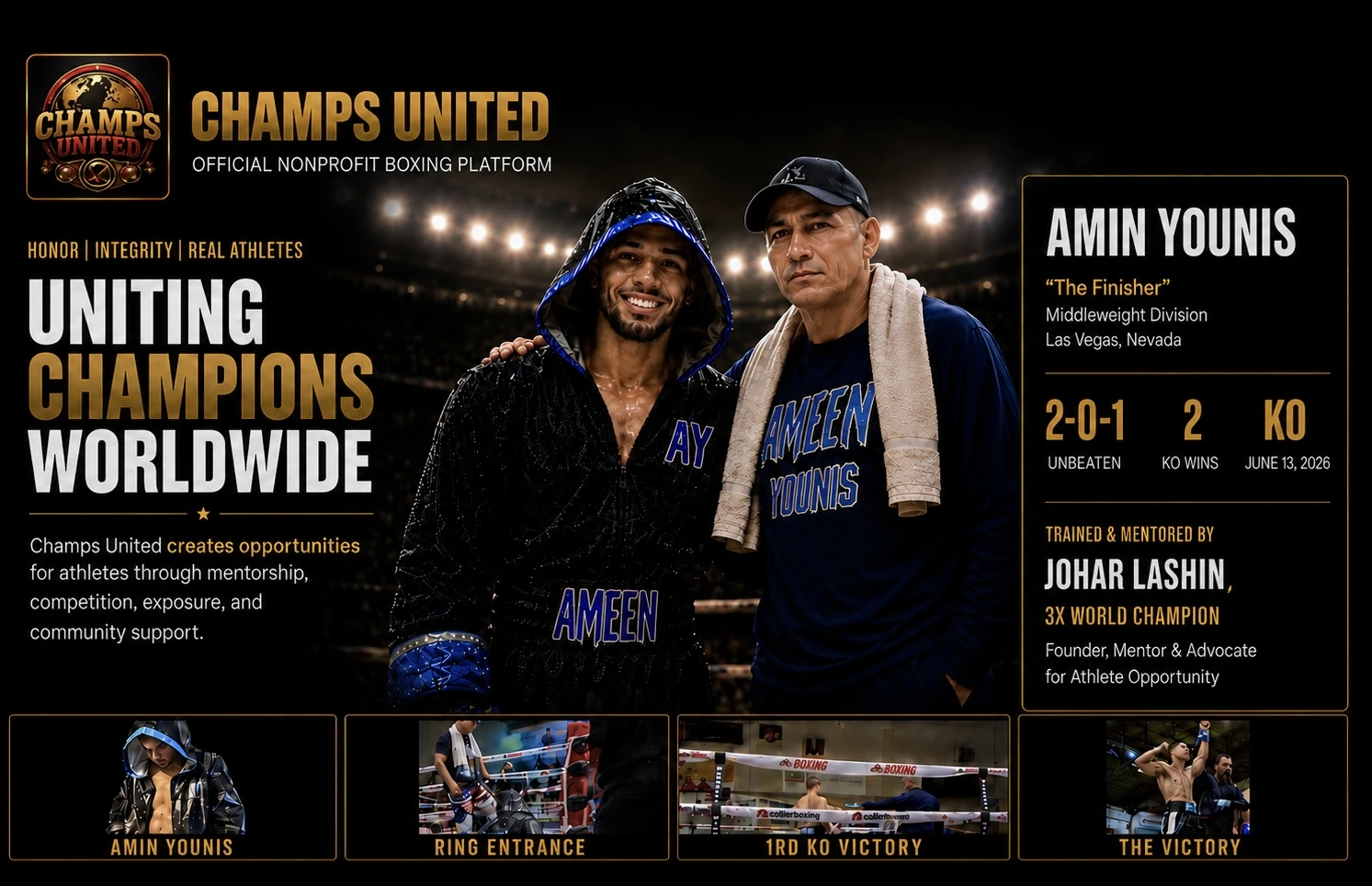 Amin Younis fighter spotlight — 3 Wins, 0 Losses, trained and mentored by Johar Lashin